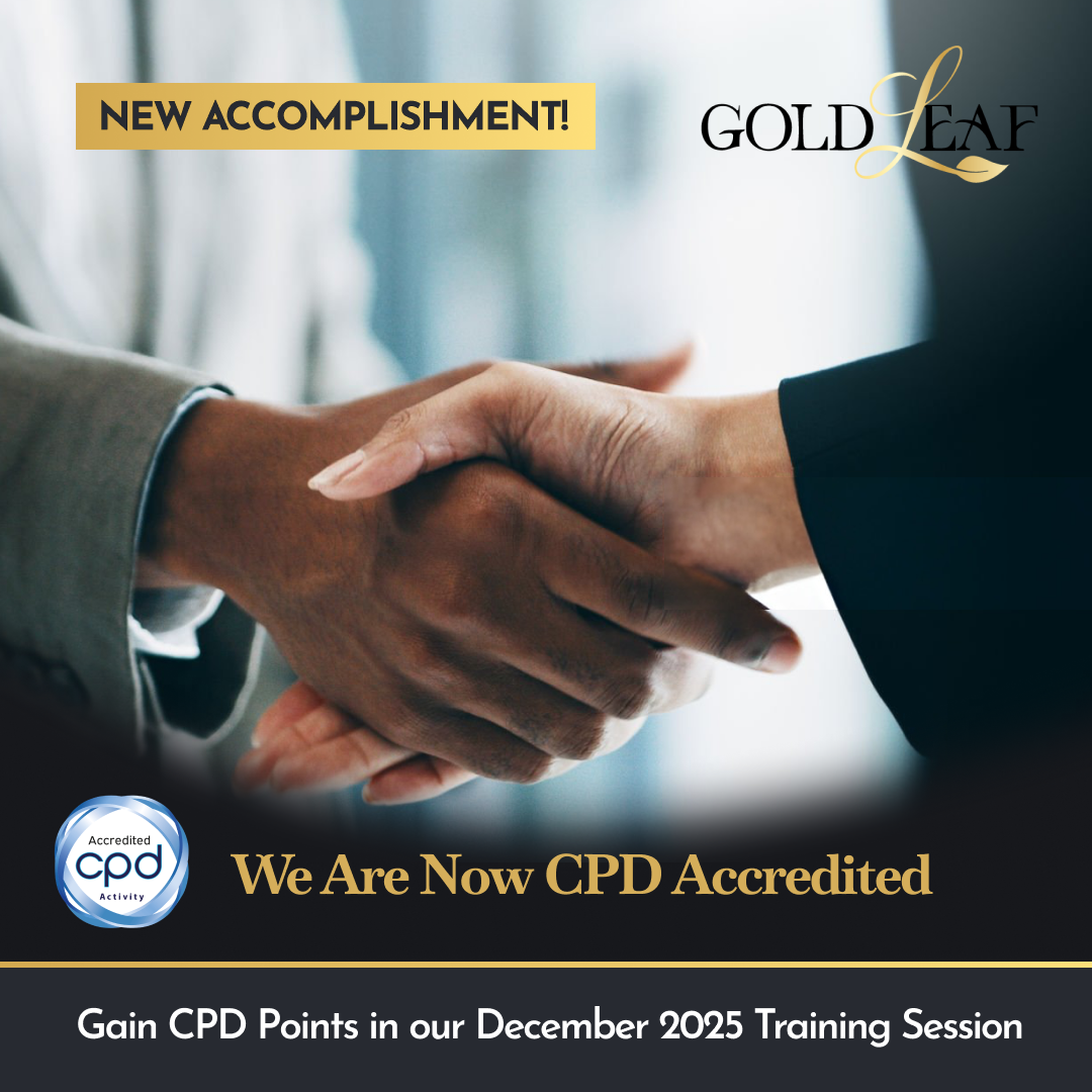 Gold Leaf Consulting CPD Accreditation Announcement graphic for December 2025 BVI compliance training sessions.