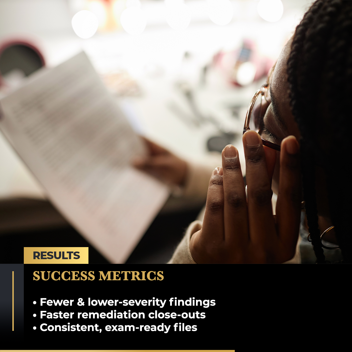 Post-1_1-Gold-Leaf--Services-&-capability--Inspection-Readiness-Assistance,-How-We-Prepare-You-for-SuccessArtboard-5 A professional compliance carousel for Gold Leaf Consulting explaining how to prepare for BVI regulatory inspections.